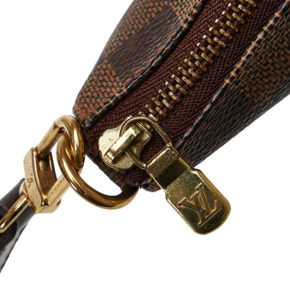 LOUIS VUITTON Authentic Brown Damier Leather Pochette Pouch - Picture 6 of 10